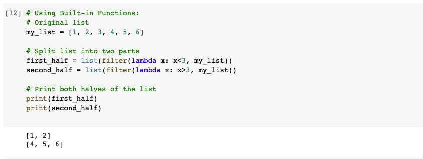 Python-split-list-Using-Built-in-Functions